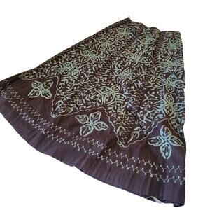 Soft Surroundings Bohemian Hippie Chic Maxi Skirt Cotton Embroidered Western